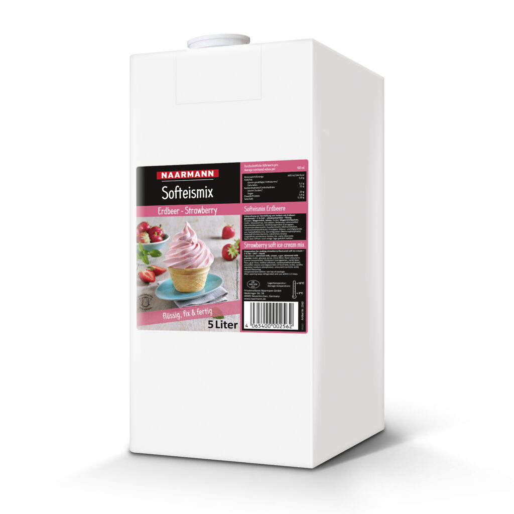 Naarmann Erdbeer Softeis Flüssigmix 5 Fett 5 Liter Frozen Yogurt